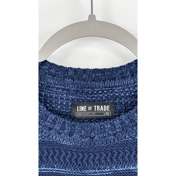 Line Of Trade Knit Crew Neck Division Sweater Pullover Mens Size Large Navy New - Picture 7 of 12
